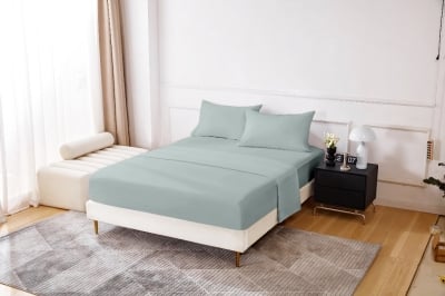 Cearșaf de pat cu elastic 90/200 cm albastru deschis