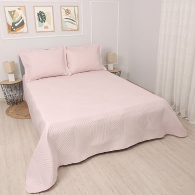 Cuvertura pentru pat dublu sau canapea Queen Roz pal, 220/240 cm.