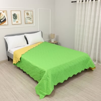 Cuvertură de pat sau canapea reversibilă Izi Galben/Verde 200x220 cm.