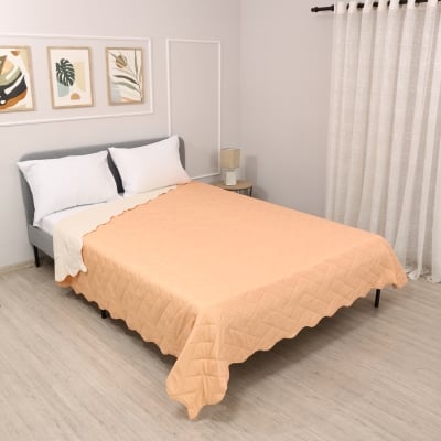 Cuvertură de pat sau canapea reversibilă Izi Piersică/Ecru 200x220 cm
