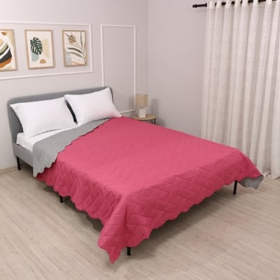Cuvertură de pat sau canapea reversibilă Izi Roz/Gri 200x220 cm.