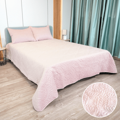 Шалте Велвет с 2бр. декоративни калъфки Пудра