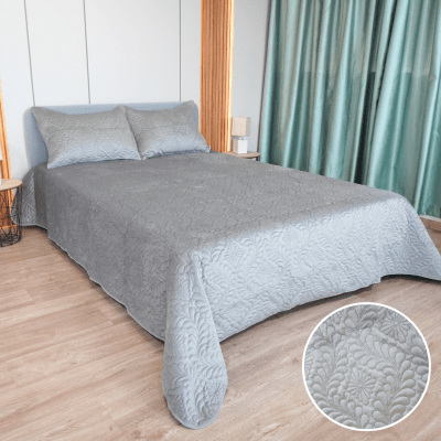 Шалте Велвет с 2бр. декоративни калъфки Сиво