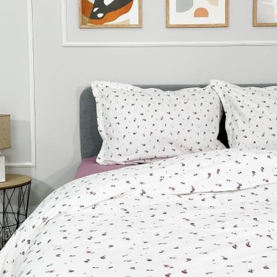 Set de pat 4 piese Garden 2 pentru pat matrimonial din 100% bumbac
