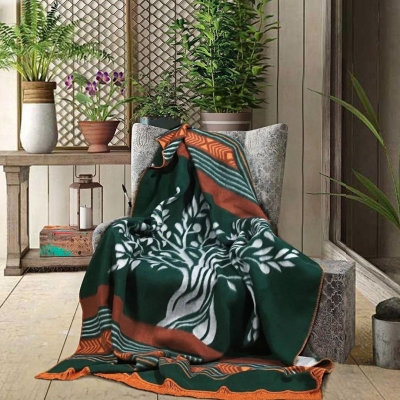 Pătură cu bumbac Celeste verde și maro, 150/200 cm