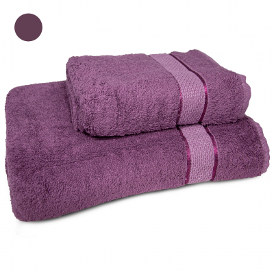 Set 2 prosoape de bumbac 70/140 cm și 50/90 cm, Lila închis