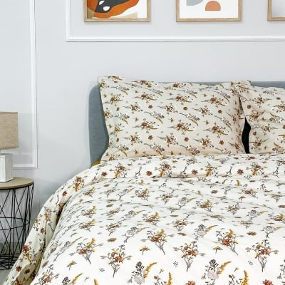 Set de pat 4 piese Stalk pentru pat matrimonial din 100% bumbac