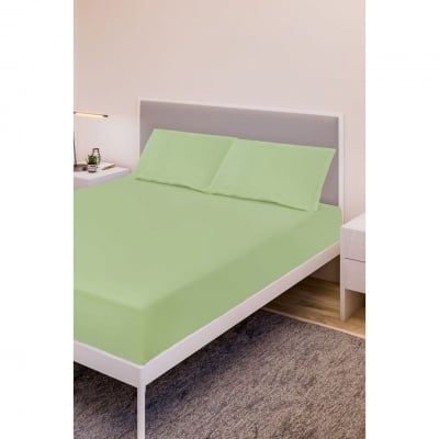 Cearșaf cu elastic ranforce cu 2 fete de pernă în culoare măr verde