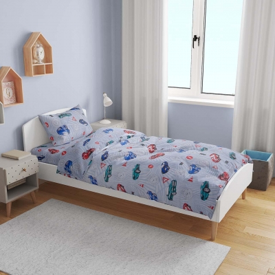 Lenjerie de pat pentru copii din 100% bumbac ranforce pentru pat single, Mașini