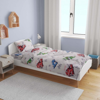 Lenjerie de pat pentru copii din 100% bumbac ranforce pentru pat single, Bolizi