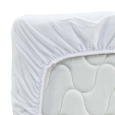 Cearșaf cu elastic din tricot 100% bumbac în culoare albă