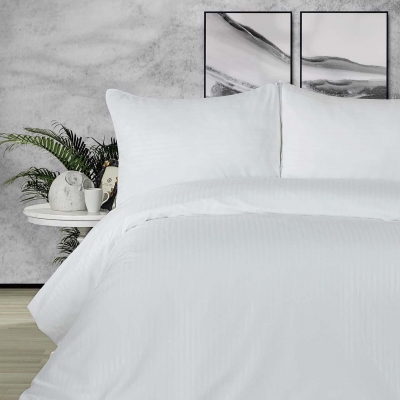 Set de pat dublu de lux 4 piese cu o singură husă, 100% PE, Alb