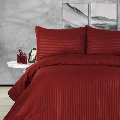 Set de pat dublu 4 piese cu o singură husă, 100% PE, Bordo
