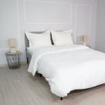 Set de pat dublu cu 2 huse Bumbac-satinat Dungi Ecru 100% bumbac