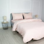 Set de pat dublu cu o husă Bumbac-satinat Dungi Roz pal 100% bumbac