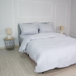 Set de pat dublu cu 2 huse Bumbac-satinat Dungi Gri deschis 100% bumbac