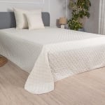 Cuvertură pentru pat dublu, pat de o persoană sau canapea, Casablanca Ecru