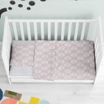 Set de pat pentru bebeluși, Norișori, în culoare bej, din 100% bumbac ranforce