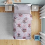 Lenjerie de pat pentru copii din 100% bumbac ranforce pentru pat single, Bufnițe