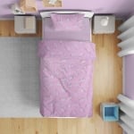 Lenjerie de pat pentru copii din 100% bumbac ranforce pentru pat single, Unicorni
