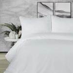 Set de pat dublu de lux 4 piese cu o singură husă, 100% PE, Alb