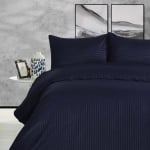 Set de pat dublu 4 piese cu o singură husă, 100% PE, Albastru închis