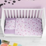 Set de pat pentru bebeluși, Cărucioare, în culoare roz din 100% bumbac ranforce