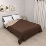 Cuvertură de pat sau canapea reversibilă pentru pat de o persoană Izi Mocha/Cappuccino 150x220 cm.
