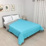 Cuvertură reversibilă pentru pat de o persoană sau canapea Izi Turcoaz/Gri 150/220 cm.